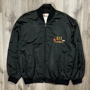 Vintage 90s "Big Rig" Satin Large Bomber Jacket Dunmore Memorial Tournament '98